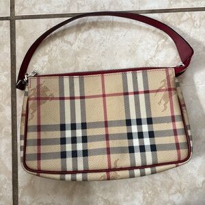 Burberry Beige and Red Plaid Shoulder Bag